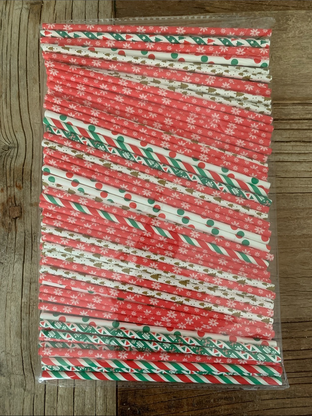 Pack of 100 Christmas Holiday Paper Straws NEW